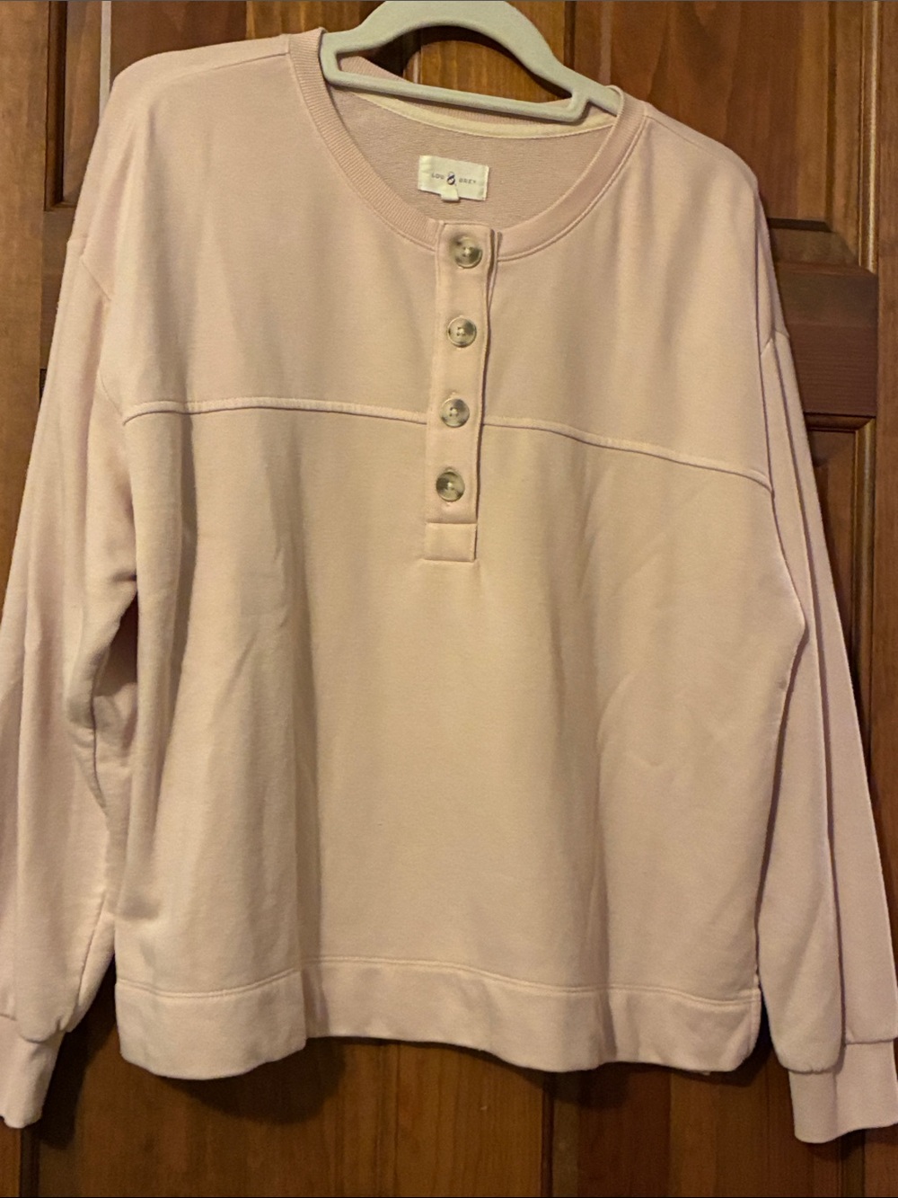 Lou & Grey Cozy Button-Front Women's Top - Light Blush Pink